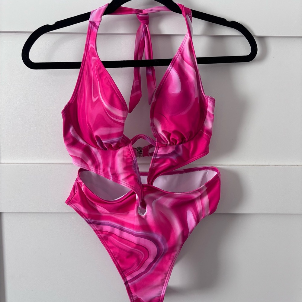 Stylish Pink Swirl One Piece
